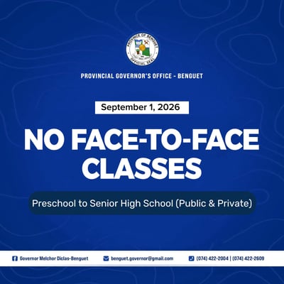 Benguet suspends face-to-face classes on 1 September