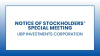 UBP INVESTMENTS CORPORATION:
Notice of Stockholders’ Special Meeting