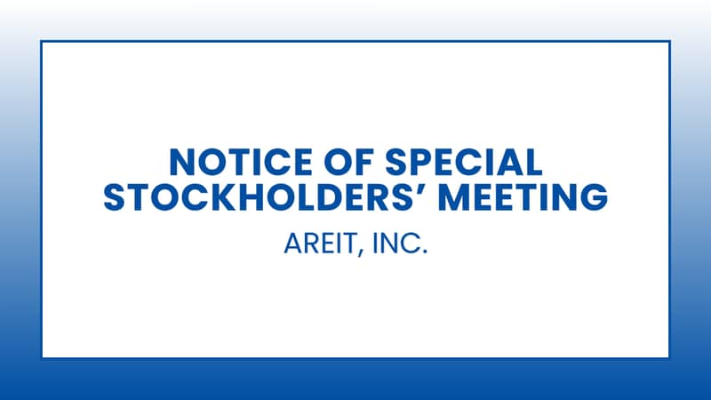AREIT, INC. - Notice of Special Stockholders’ Meeting