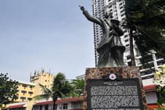 A monument of Filipino journalist and propagandist Marcelo H. del Pilar stands at the corner of M.H. del Pilar Street and Quirino Avenue in Manila, on August 31.
Also known by his pen name 'Plaridel' del Pilar was a leading figure of the Propaganda Movement and is venerated as one of the pioneers of Philippine journalism. He edited La Solidaridad, using the publication to campaign for reforms under the Spanish colonial.