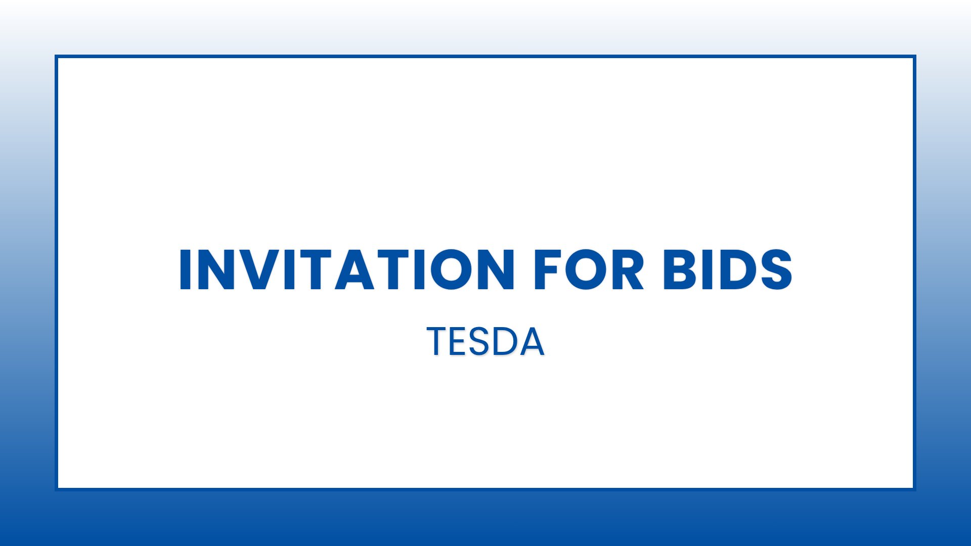 TESDA: Invitation for Bids