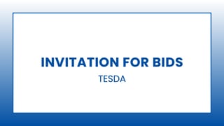 TESDA: Invitation for Bids