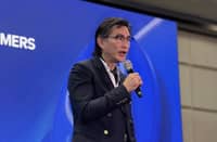 SM Supermalls president Steven Tan speaks at a media briefing on Tuesday, 1 September, at SMX Aura in Taguig.