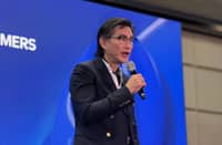 SM Supermalls President Steven Tan speaks at a media briefing on Tuesday, 1 September, at SMX Aura in Taguig.