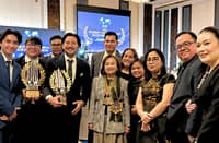 PRIMEHOMES chairman Architect Nathaniel L. Romero (3rd from left) and Primehomes
Marketing Head Martin P. Ballesteros (2nd from left) hold the gold and silver trophies
presented by former President Gloria Macapagal Arroyo to their company for winning in
the Midrise and Sustainable Development categories of the recently-concluded FIABCI
Philippines Property and Real Estate Excellence Awards 2026.