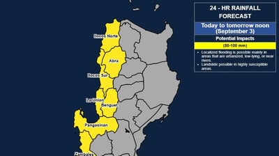 PAGASA: Heavy rains to lash parts of Luzon, Visayas through 5 September