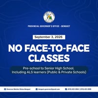 Baguio City and Benguet suspend face-to-face classes for September 3