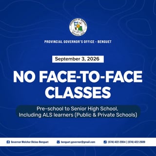 Baguio City and Benguet suspend face-to-face classes for September 3