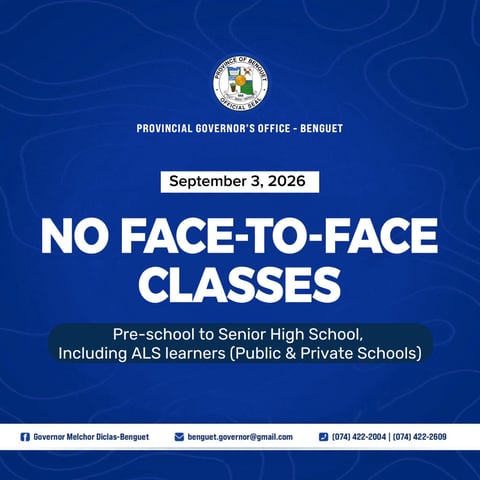 Baguio City and Benguet suspend face-to-face classes for September 3