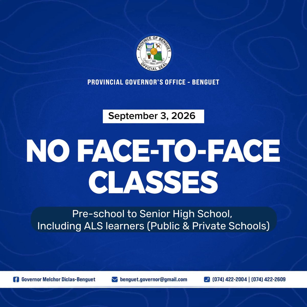 Baguio City and Benguet suspend face-to-face classes for September 3