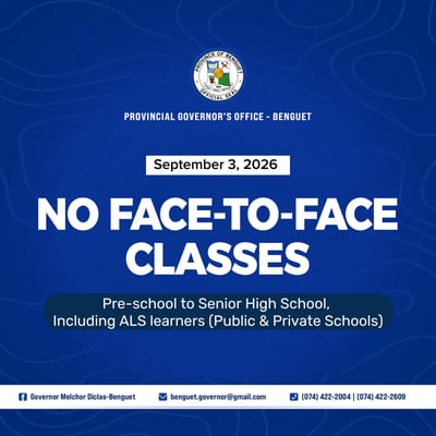 Baguio City and Benguet suspend face-to-face classes for September 3