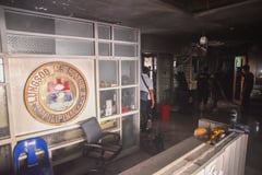 BFP INSPECTS FIRE-DAMAGED MANILA CITY HALL OFFICE