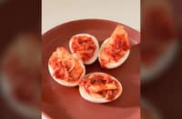 THE viral natural zempic korean diet trend for breakfast with boiled eggs and kimchi.