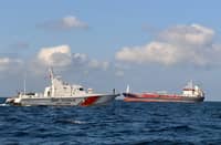 TURKISH Coast Guard vessels search around the ALSU oil tanker after it collided with another ship near Silivri in the Sea of Marmara, off Istanbul.