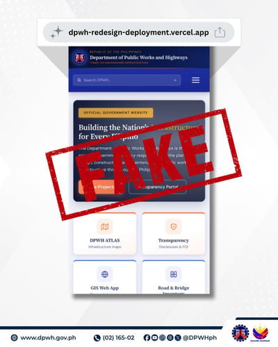 DPWH warns public vs fake websites posing as agency