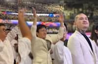 Kiko Barzag, Rowena Guanzon and Mayor Sebastian “Baste” Dutert on Kingdom of Jesus Christ Davao opening.