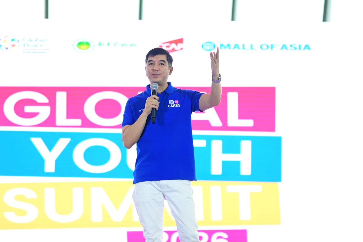 SM Cares Program Director for Children and Youth Royston Cabuñag opens the Global Youth Summit 2026 NCR, encouraging participants to lead with purpose and intention.