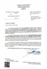 QC court issues arrest warrant vs VP Sara Duterte