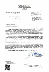 QC court issues arrest warrant vs VP Sara Duterte