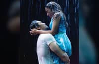 MORISSETTE and Laurence Mossman recreating the iconic rain scene as Middle Allie and Noah in the international premiere of ‘The Notebook The Musical.’