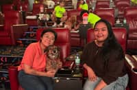 For the love of Aspins: Runo student filmmakers Lysa Catolico (left) and Jazmine Pateña with Aspin Burrito, the inspiration for the movie.
