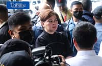 (September 05 2026) Vice President Sara Duterte arrive at the Quezon City Hall of Justice with her counsel, following the issuance of warrant of arrest against her on Saturday September 5 2026, for the three counts of grave threats case involving the first family and former speaker Martin Romualdez. VP Sara requested to the authorities that the Media be allowed to enter the Hall with her, Said she does not feel safe inside the Hall of justice if she entered. Photo/Analy Labor