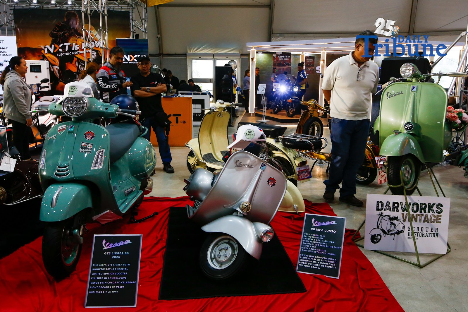 Modern and vintage restored motorcycles are on display during the 9th Philippine Moto Heritage Weekend at Foro de Intramuros in Manila on 05 September 2026. The event showcases the history and culture of Philippine motorcycling, with visitors also given the opportunity to test-ride demo motorcycles.