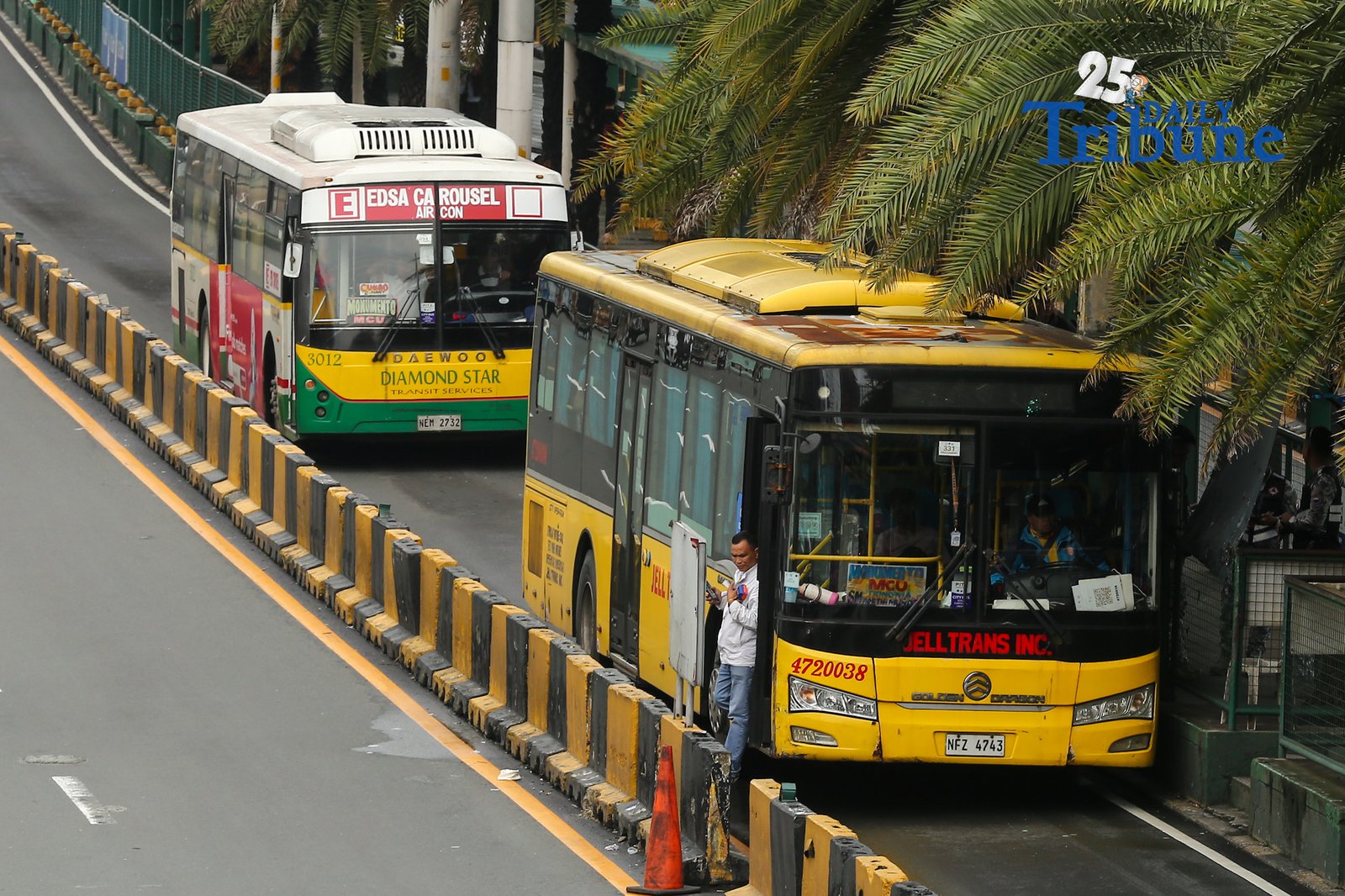 Buses line up at the EDSA Pasay Northbound Station of the EDSA Busway in this photo taken on 05 September 2026. Transport advocacy groups and several lawmakers have raised concerns over the lack of funding for the EDSA Busway, the service contracting program and fuel subsidies for public utility drivers in the Department of Transportation’s proposed 2027 budget.