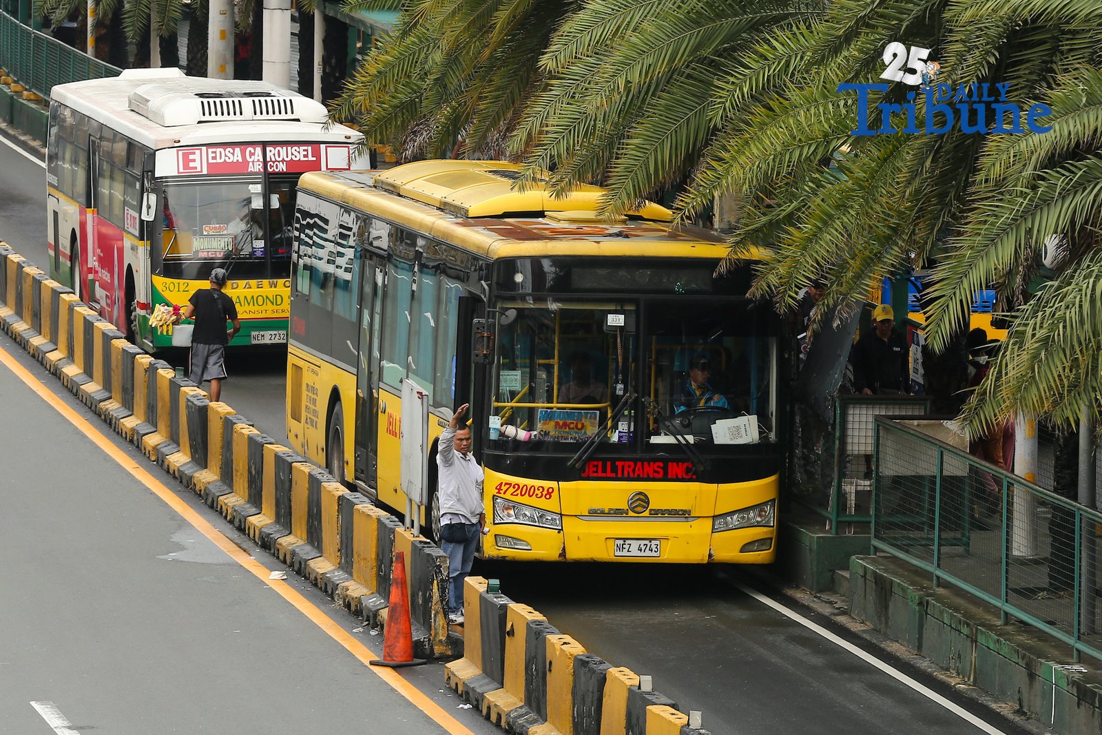Buses line up at the EDSA Pasay Northbound Station of the EDSA Busway in this photo taken on 05 September 2026. Transport advocacy groups and several lawmakers have raised concerns over the lack of funding for the EDSA Busway, the service contracting program and fuel subsidies for public utility drivers in the Department of Transportation’s proposed 2027 budget.