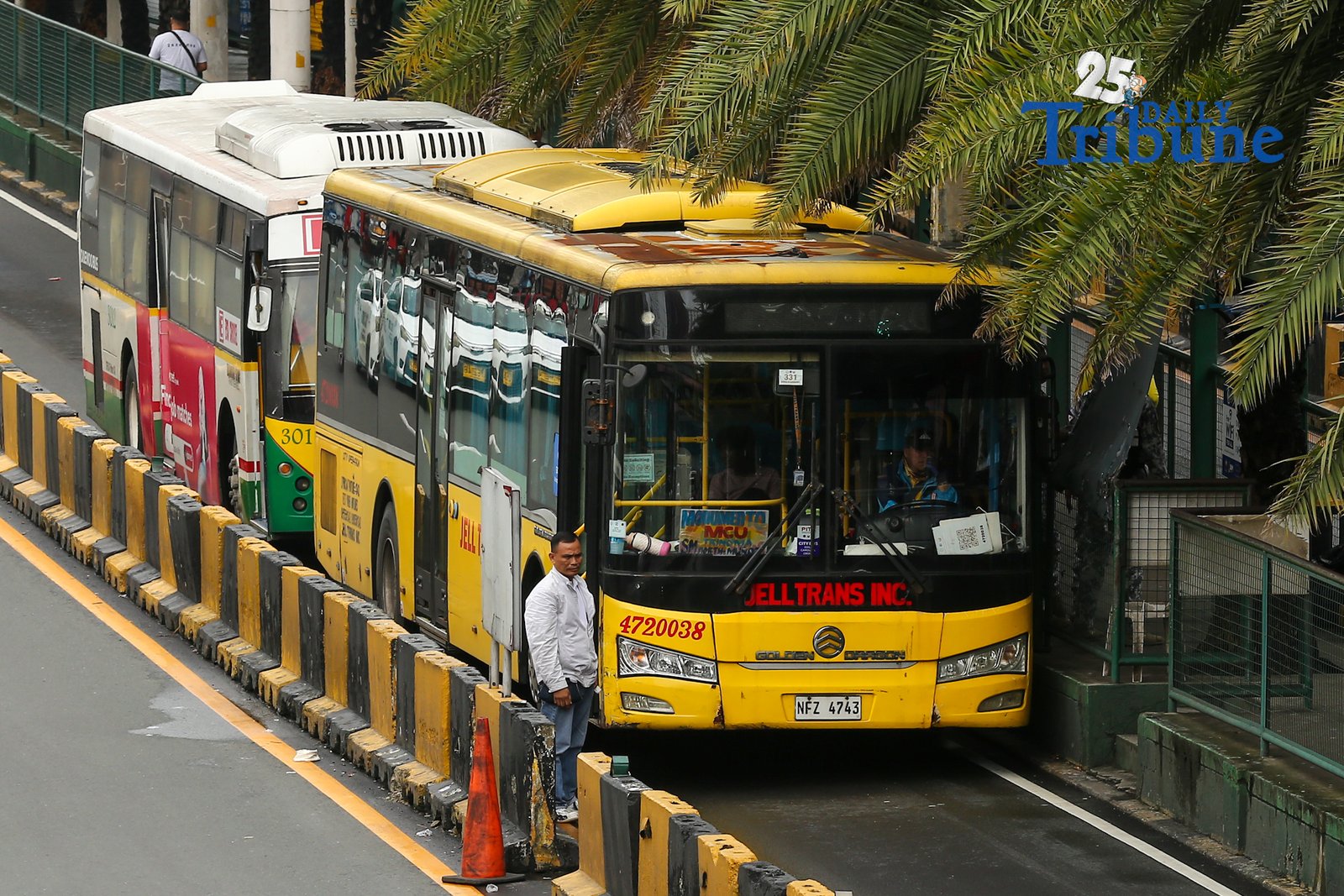 Buses line up at the EDSA Pasay Northbound Station of the EDSA Busway in this photo taken on 05 September 2026. Transport advocacy groups and several lawmakers have raised concerns over the lack of funding for the EDSA Busway, the service contracting program and fuel subsidies for public utility drivers in the Department of Transportation’s proposed 2027 budget.