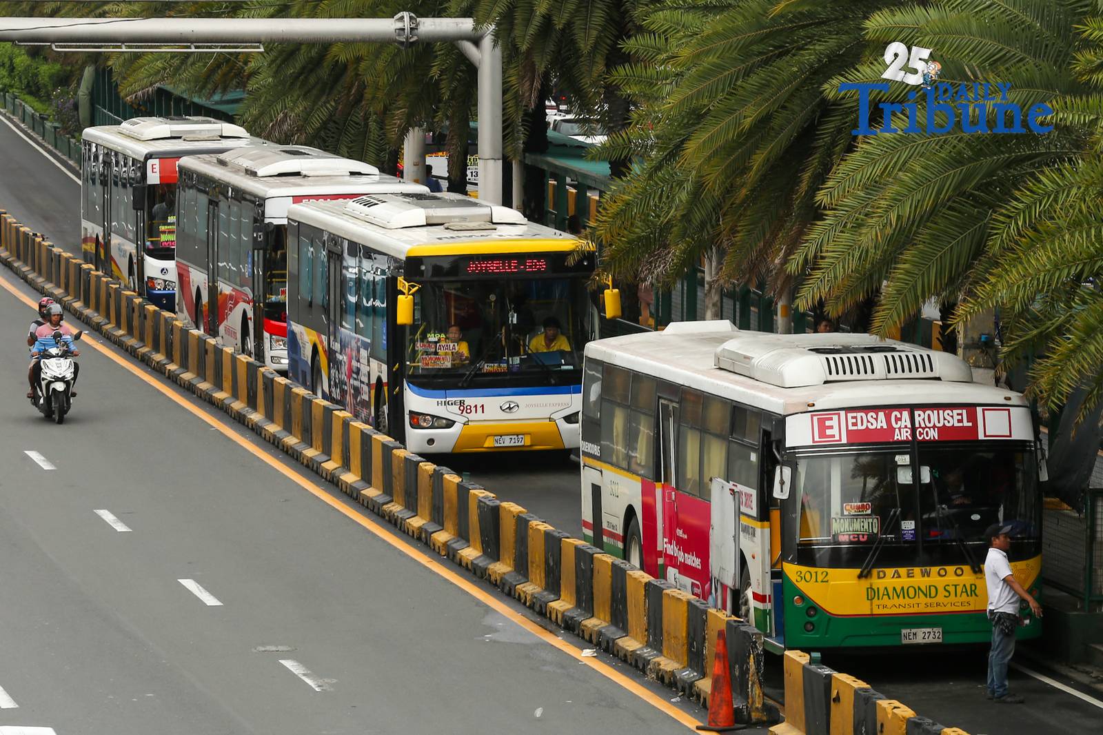 Buses line up at the EDSA Pasay Northbound Station of the EDSA Busway in this photo taken on 05 September 2026. Transport advocacy groups and several lawmakers have raised concerns over the lack of funding for the EDSA Busway, the service contracting program and fuel subsidies for public utility drivers in the Department of Transportation’s proposed 2027 budget.