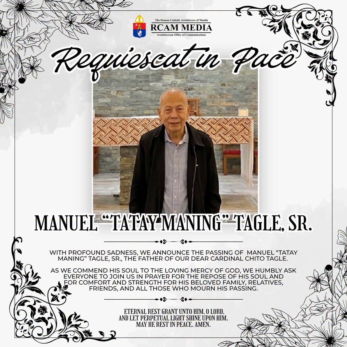 Father of Cardinal Tagle passes away