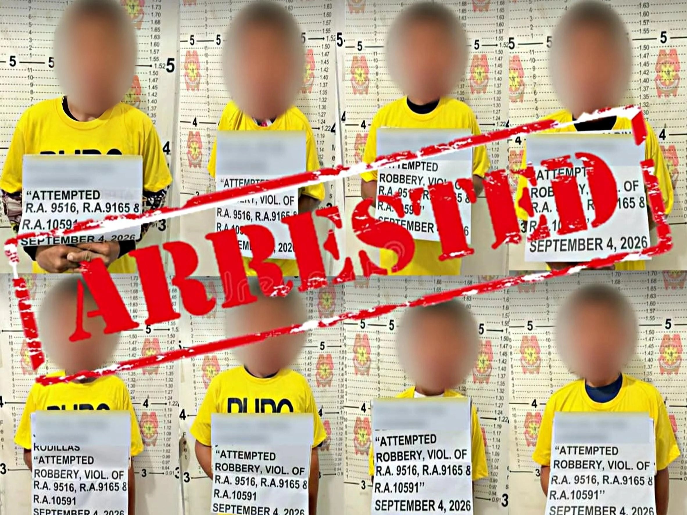 Eight arrested in attempted pawnshop robbery in Tarlac 