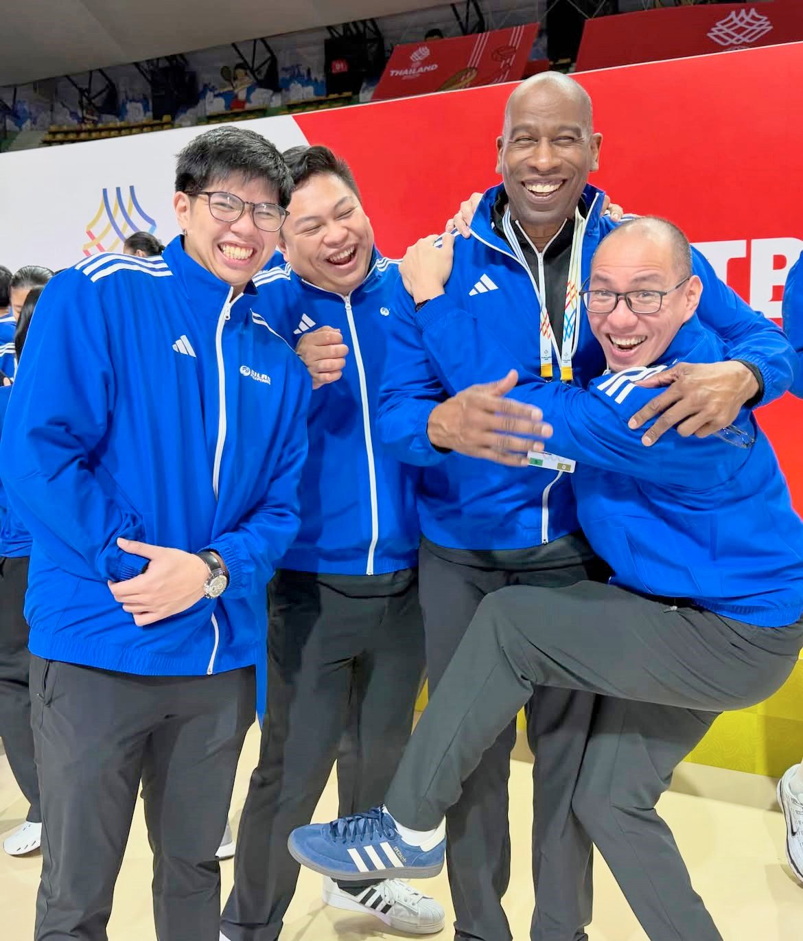 MULTI-TITLED coach Norman Black (second to the right) together with Bacon Austria (second to the left) and Sandy Arespacochaga (right) are among the mentors Andre Santos looks up to as he navigates his young and promising coaching career.