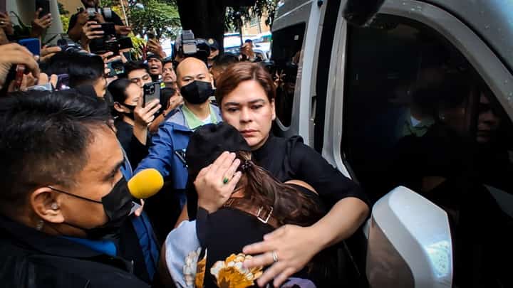 Vice President Sara Duterte hugged a female supporter on Saturday, 5 September 2026, following her posting of bail in connection with a grave threats case.