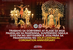 Pampanga suspends classes, gov’t work for Virgen de los Remedios anniversary