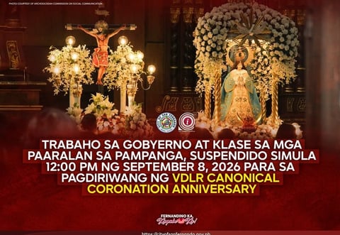 Pampanga suspends classes, gov’t work for Virgen de los Remedios anniversary