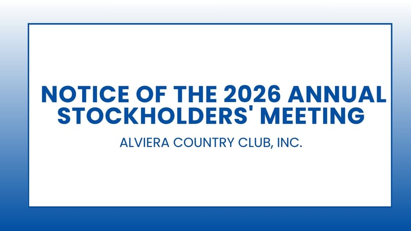 Alviera Country Club, Inc.: Notice of the 2026 Annual Stockholders' Meeting