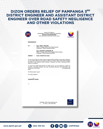 Dizon relieves 2 DPWH Pampanga officials over fatal drainage incident