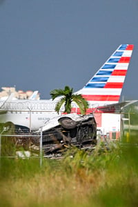 Amazon cargo plane overshoots Miami runway, catches fire