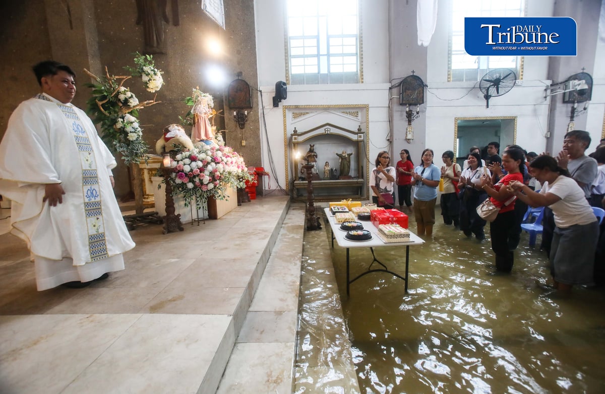 FAITH ABOVE THE FLOODWATERS

Floodwaters fail to deter devotees from attending Mass at St. John the Baptist Parish Church in Barangay San Juan, Hagonoy, Bulacan, on Tuesday, 8 September 2026, to celebrate the Nativity of the Blessed Virgin Mary.

The village has remained flooded for about a month due to persistent monsoon rains.

Photo by Analy Labor