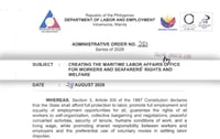 DoLE establishes maritime labor affairs office