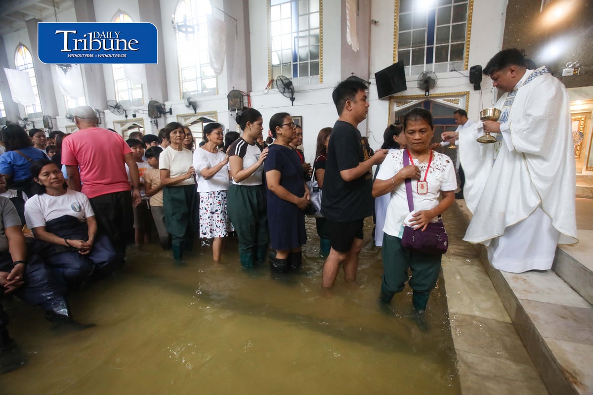 FAITH ABOVE THE FLOODWATERS

Floodwaters fail to deter devotees from attending Mass at St. John the Baptist Parish Church in Barangay San Juan, Hagonoy, Bulacan, on Tuesday, 8 September 2026, to celebrate the Nativity of the Blessed Virgin Mary.

The village has remained flooded for about a month due to persistent monsoon rains.

Photo by Analy Labor