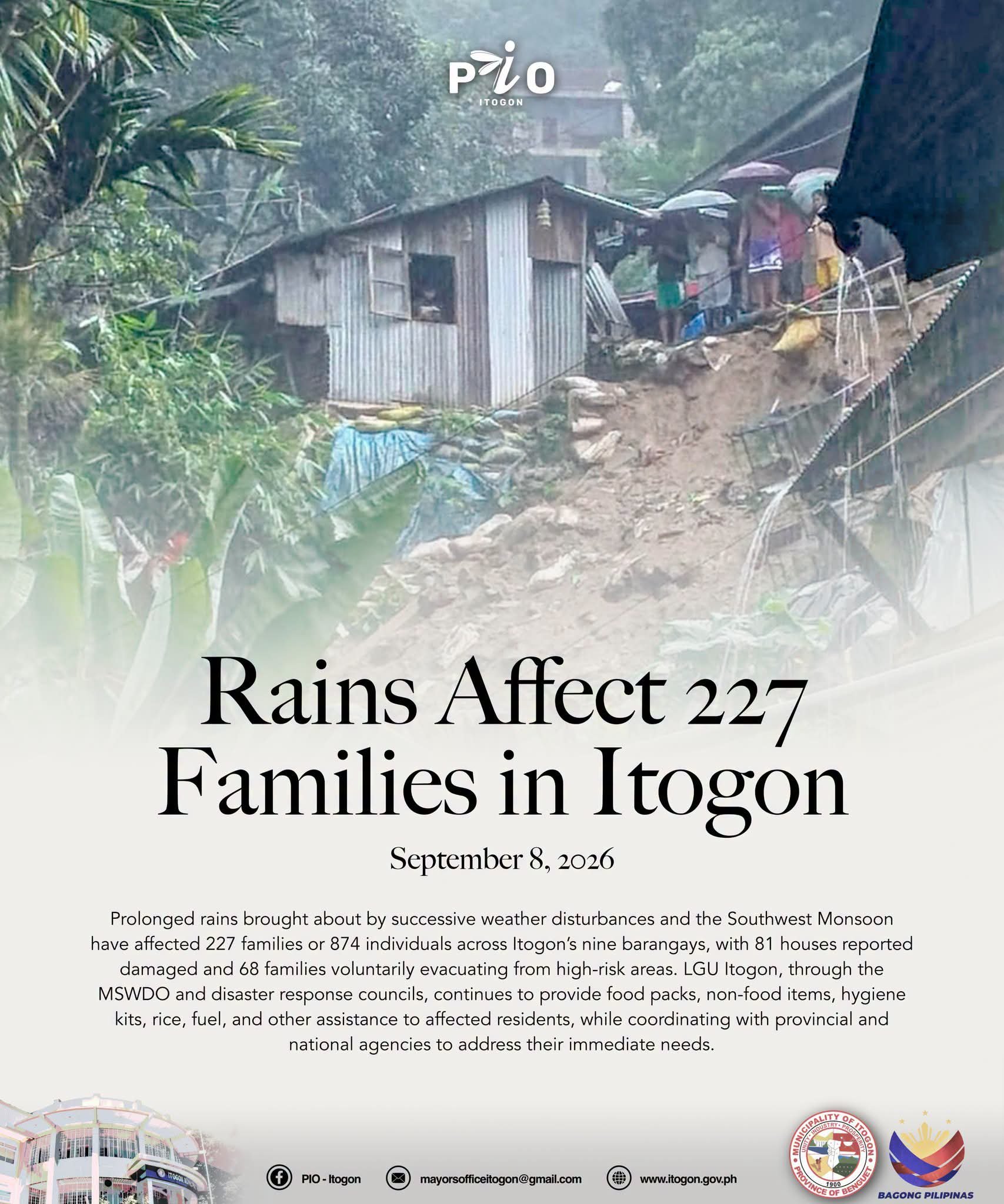 Rains displace 68 families in Itogon