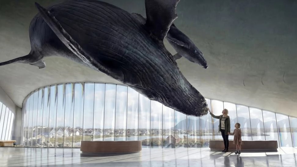 INSIDE, curved glass faces the archipelago and the experience combines scientific material with storytelling, sound and art.