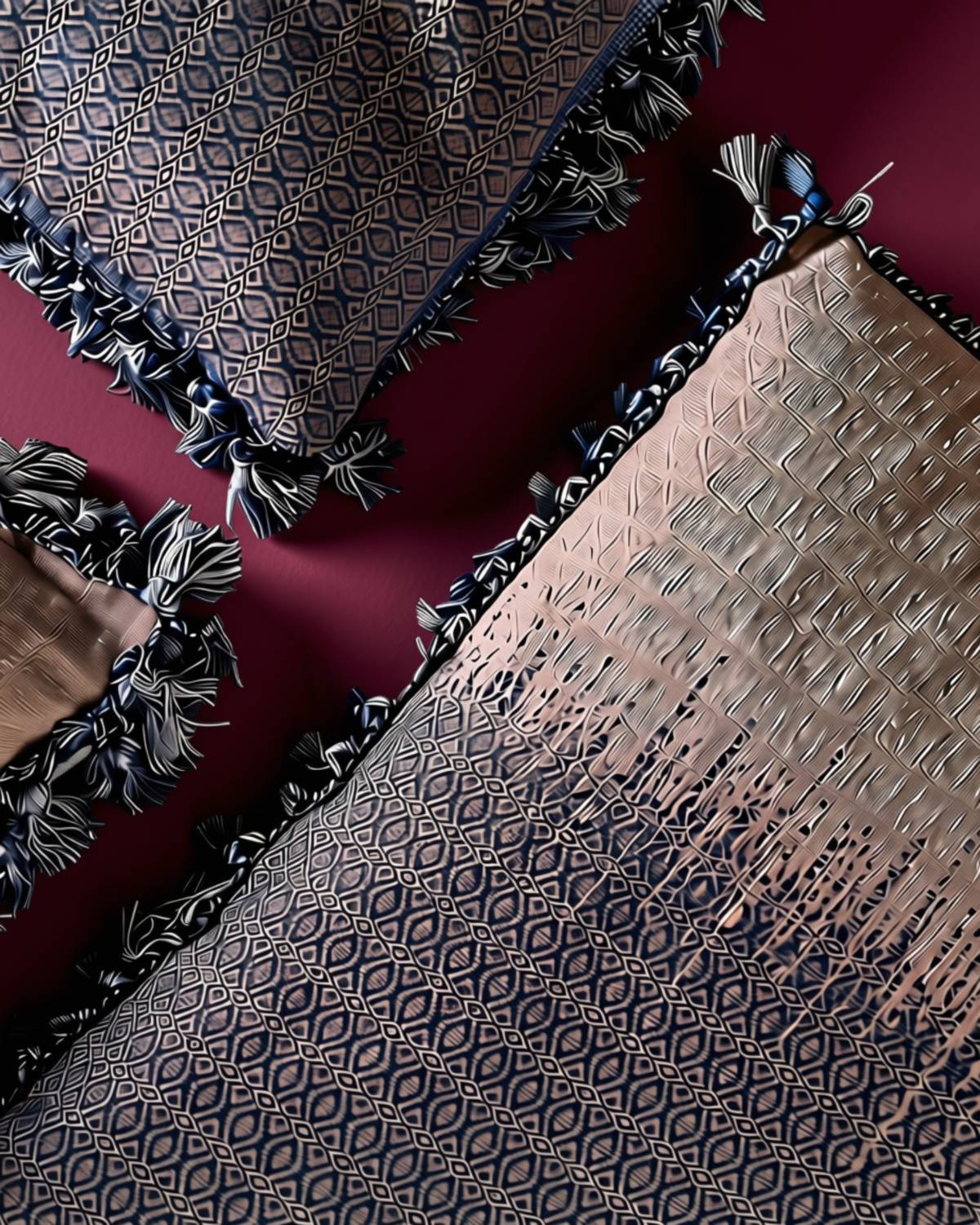INABEL throw pillows handwoven in Quezon, Isabela province in the Cagayan Valley with French passamenterie.