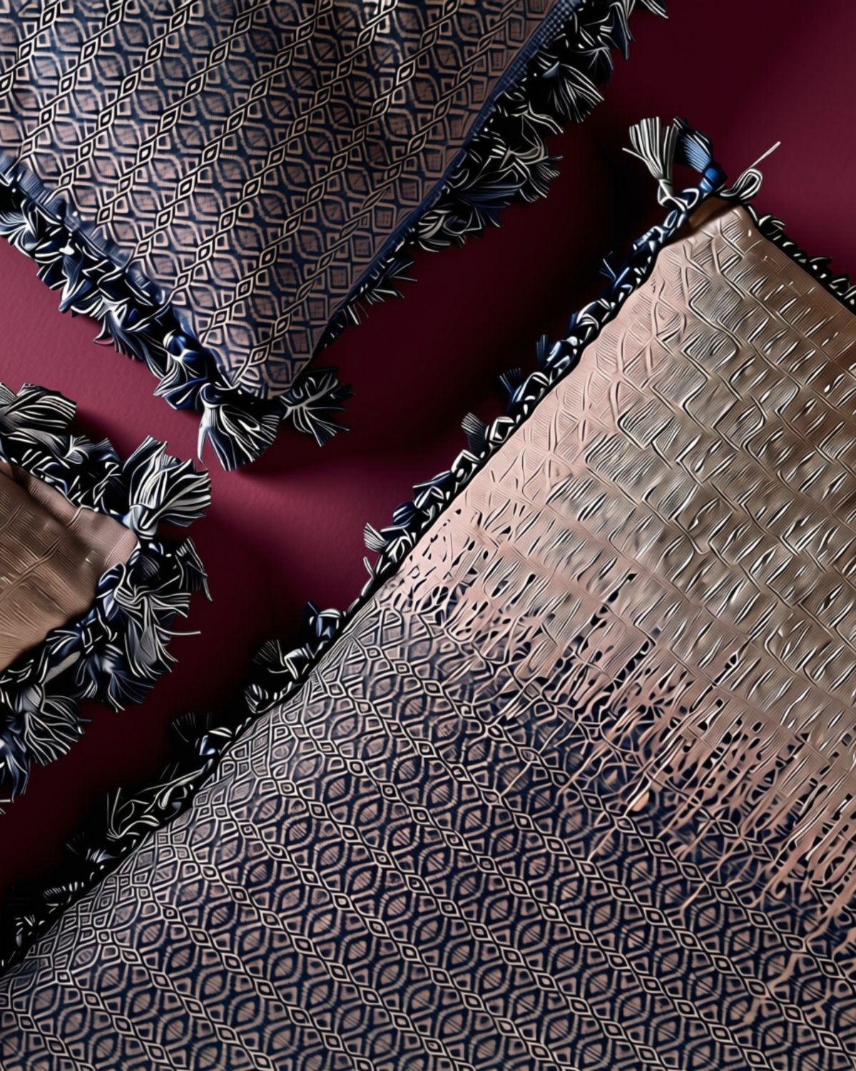 INABEL throw pillows handwoven in Quezon, Isabela province in the Cagayan Valley with French passamenterie.