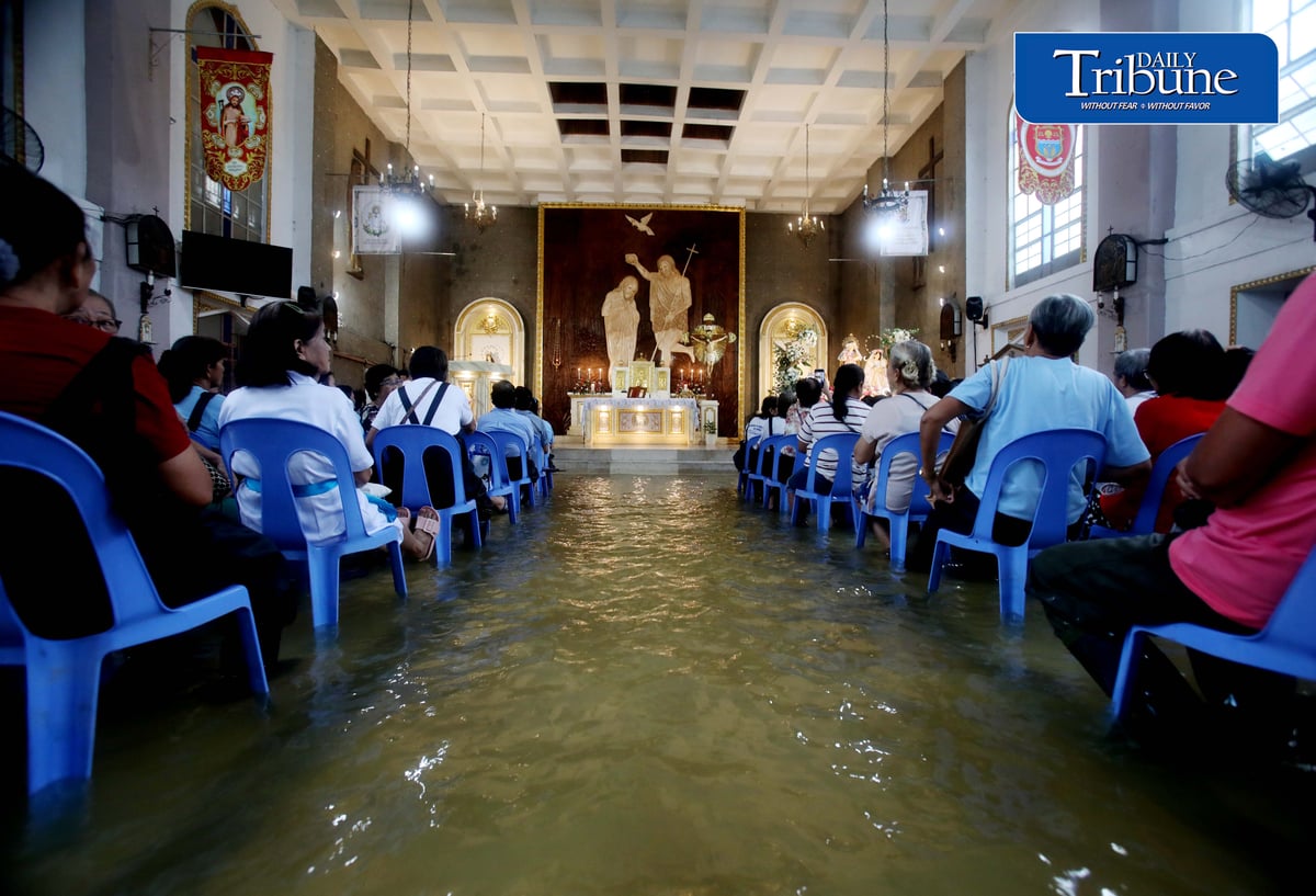 FAITH ABOVE THE FLOODWATERS

Floodwaters fail to deter devotees from attending Mass at St. John the Baptist Parish Church in Barangay San Juan, Hagonoy, Bulacan, on Tuesday, 8 September 2026, to celebrate the Nativity of the Blessed Virgin Mary.

The village has remained flooded for about a month due to persistent monsoon rains.

Photo by Analy Labor