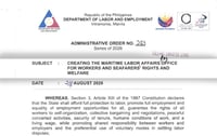 DOLE creates maritime labor office for Filipino seafarers