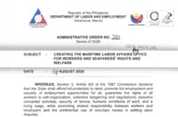 DOLE Sec. Francis Tolentino has signed an order that established the Maritime Labor Affairs Office.